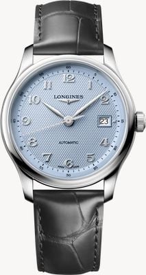LONGINES Master Collection Automatic (39mm) Light Blue "barleycorn" Dial / Anthracite Leather Strap L29494992