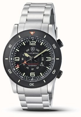 Elliot Brown Beachmaster Automatic GMT Founder's Edition (40mm) Black Dial / Steel Bracelet & Rubber Strap Set 0H0-A03-B06