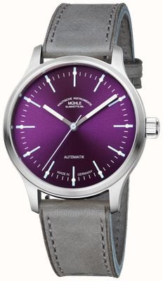 Mühle Glashütte Panova Violet Automatic (40mm) Violet Sunray Dial / Grey Leather Strap M1-40-78-1-LB-V