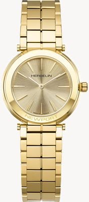Herbelin Newport Slim Quartz (32mm) Champagne Dial / Gold PVD Stainless Steel Bracelet 16922BP13