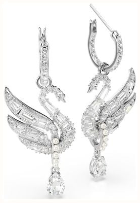 Swarovski Swan Earrings - Swan, White, Rhodium Plated 5723388
