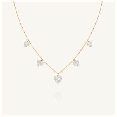 Rosefield Jewellery Multi Hearts Necklace Gold Stainless Steel JNMHG-J1274