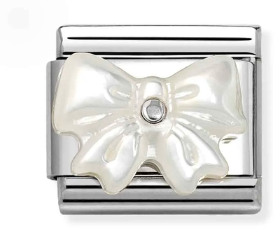 Nomination Classic Bow White Mother of Pearl Sterling Silver & Steel Charm 330509/20
