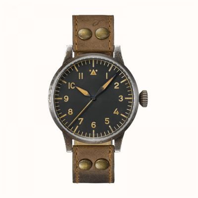 Laco Mülheim an der Ruhr Erbstück Handwinding (39mm) Black Dial / Brown Leather Pilot Strap 862096