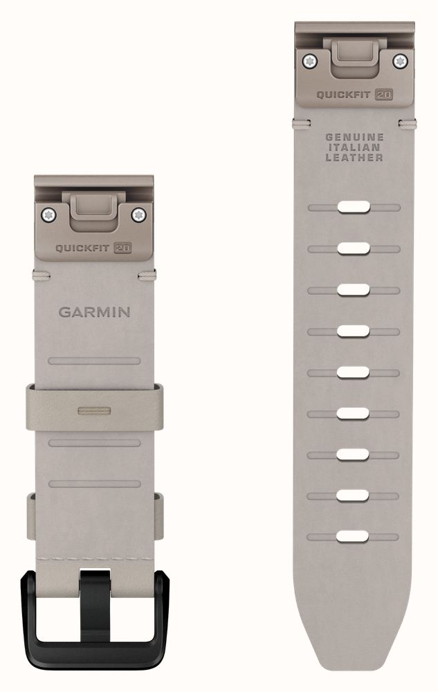 Garmin QuickFit Bands (20mm) Bone Grey Leather with Black Hardware - Strap Only 010-14506-20 - alternate view 2