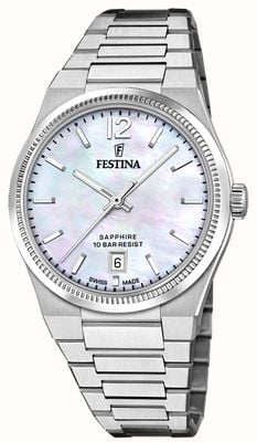 Festina Swiss Made Rivé Quartz (35mm) Mother of Pearl Dial / Stainless Steel Bracelet F20052/1