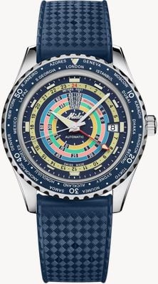 MIDO Ocean Star Decompression Worldtimer GMT Automatic (40.5mm) Multicoloured Dial / Blue Rubber Strap M0268291704100