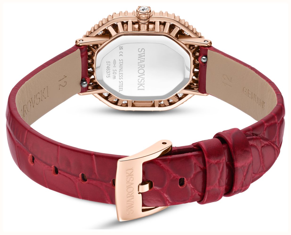 Swarovski Matrix octagon watch Leather strap, Rose gold tone, Rose gold-tone finish Watch 5746375 - alternate view 3