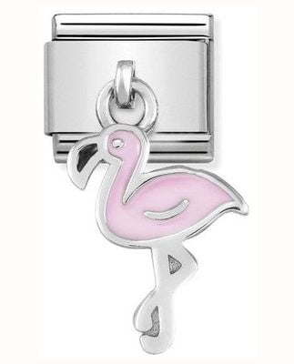 Nomination CLASSIC Stainless Steel Sterling Silver Pink Flamingo Drop Charm 331805/12