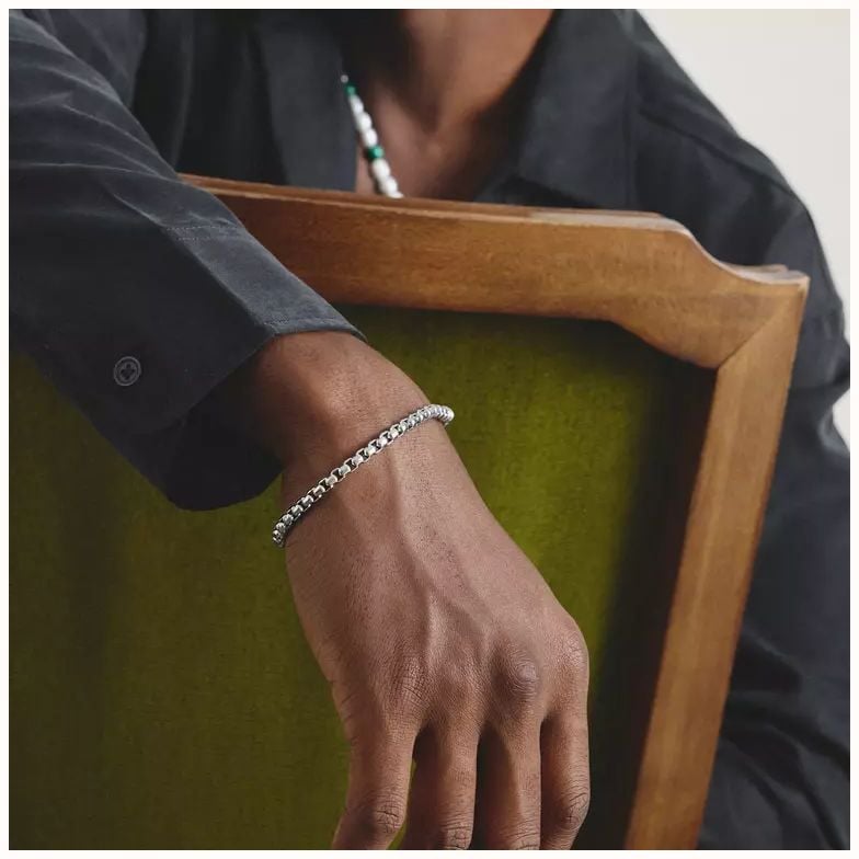 Thomas Sabo Thomas Sabo Rebel Steel Stainless Steel Box Chain Bracelet, 4.00 mm Thick, 18 cm A2250-S01-53-L18 - alternate view 4