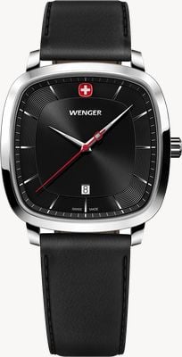 Wenger Vintage Classic Quartz (37mm) Black Sunburst Dial / Black SmartCycle Strap 01.1921.105