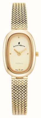 Jacques Du Manoir Noblesse Two-Hand Quartz (20mm) Champagne Dial / Gold PVD Stainless Steel Mesh Bracelet JWL05202
