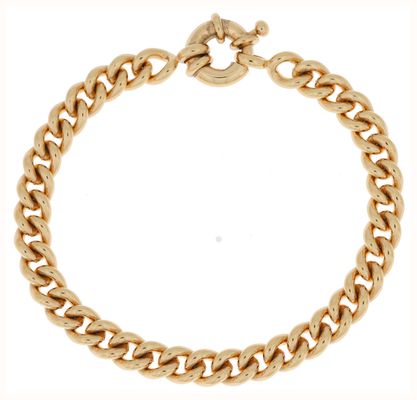 Burren Jewellery 18k Gold Plated Medium Round Curb Bracelet 20cm With Round Clasp B0726