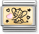 Nomination Classic Pink Elephant 18ct Gold & Steel Charm 030289/03