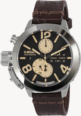 U-Boat CLASSICO 45 Tungsteno CAS1 (45mm) Black Dial / Dark Brown Laser Aged Leather Strap 9567/A