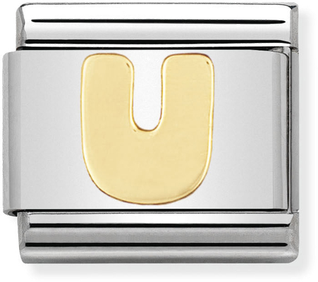 Nomination Classic Letter U 18ct Gold & Steel Charm 030101/21