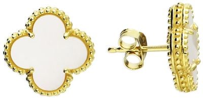 CME Leicester Limited Sterling Silver Gold Plated Mother Of Pearl Earrings H6403/Y