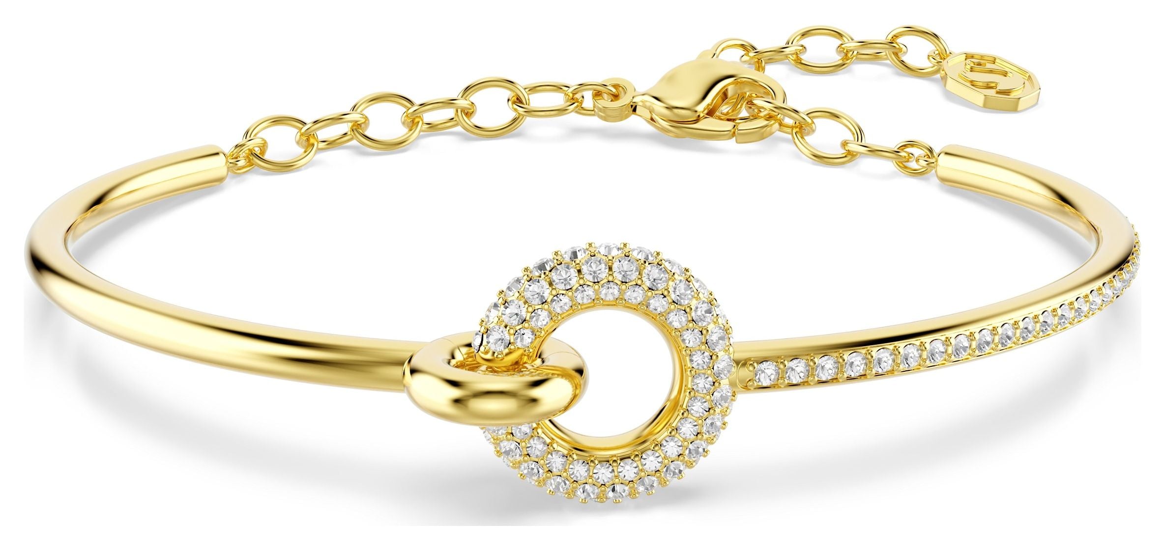 Swarovski 5743568 Dextera bangle, Round cut, White, Gold- Jewellery