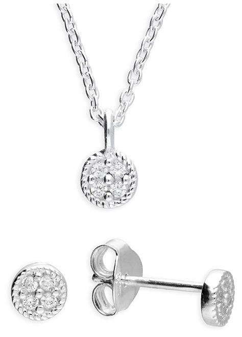 James Moore H7164/S Silver Mini Cz Necklace And Earing Set Jewellery