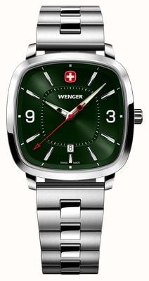 Wenger Vintage Sport Quartz (37mm) Green Sunburst Dial / Stainless Steel Bracelet 01.1921.111