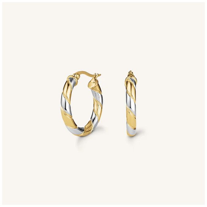 Rosefield Jewellery JEDSG-J711 Duotone Swirl Hoops Gold And