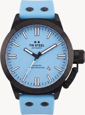 TW Steel Canteen Automatic (45mm) Light Blue Dial / Light Blue Silicone Strap Watch CS128