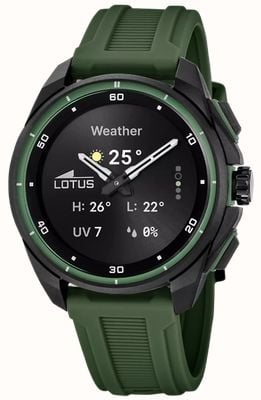 Lotus Connected Full D Hybrid Smartwatch (42.5mm) Digital Display / Green Rubber Strap 20002/7