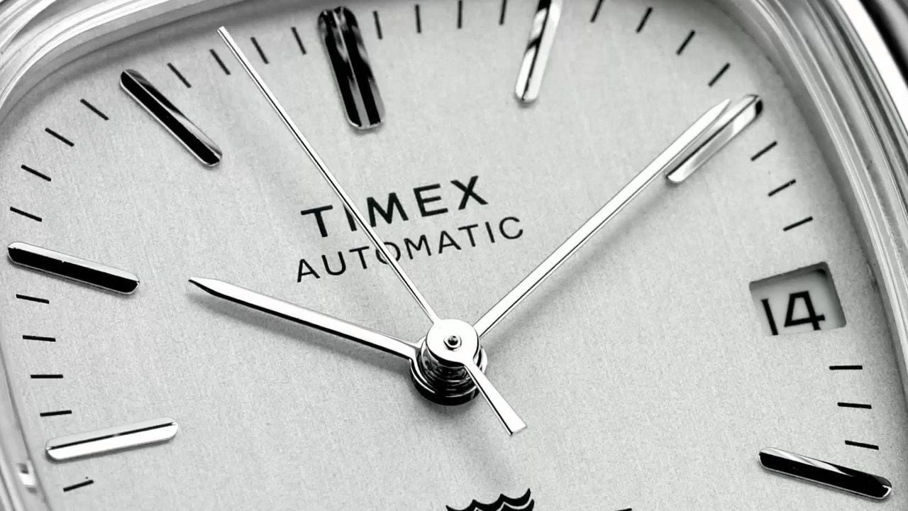 Timex Automatic 1983 E-Line Reissue (34mm) Silver Dial / Stainless Steel Expansion Bracelet Watch TW2W70800 - product video