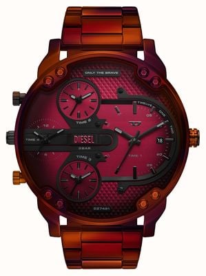 Diesel Mr. Daddy Slim Multifunction (54mm) Red Gradient Dial / Red PVD Stainless Steel Bracelet DZ7491