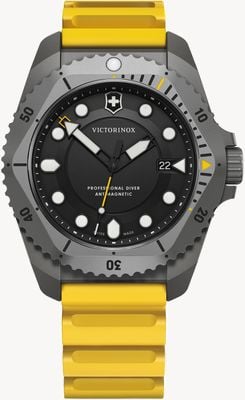 Victorinox Dive Pro Quartz (43mm) Black Dial / Yellow Rubber Strap Watch 241992