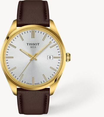 Tissot PR 100 Quartz (40mm) Silver Dial / Brown Leather Strap T1504103639100