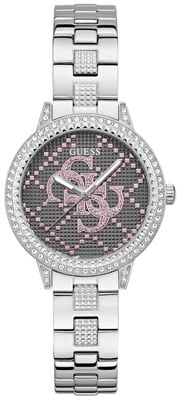 Guess G LACE Crystal (34mm) Quattro 'G' Logo Grey Dial / Stainless Steel Bracelet GW0944L1