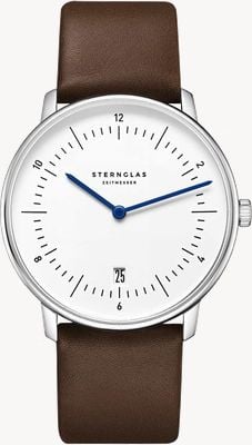 STERNGLAS Naos Quartz (38mm) White Dial / Premium Dark Brown Leather Strap S01-NA44-PR04