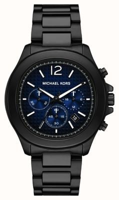 Michael Kors Oversized Sage Chrono (44mm) Blue Dial / Black PVD Stainless Steel Bracelet MK9193