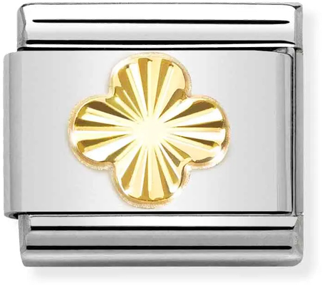 Nomination Classic Four-Leaf Clover 18ct Gold & Steel Charm 030149/52