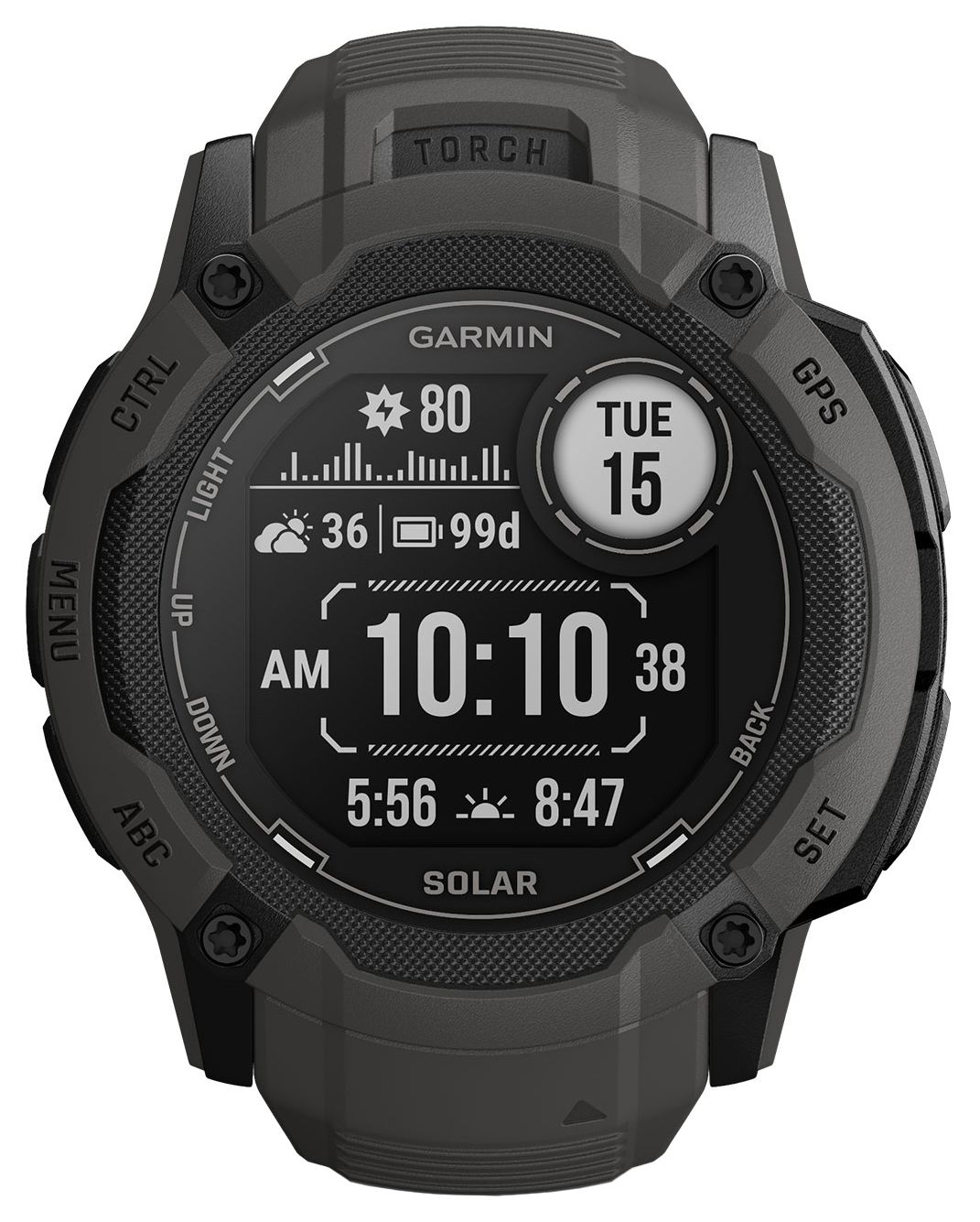 Garmin 010-02805-00 Instinct 2X Solar Graphite Silicone Watch