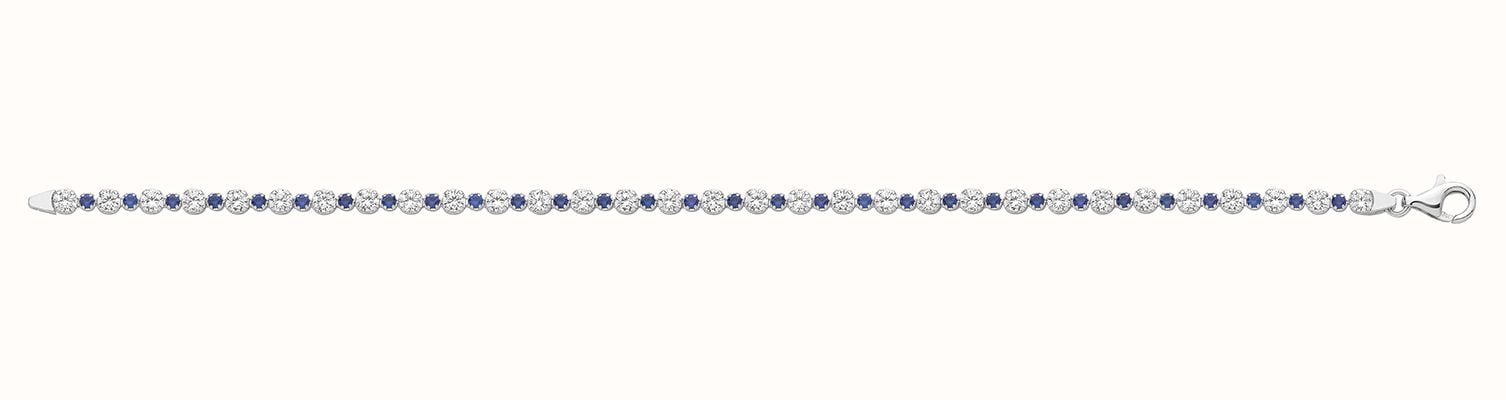 James Moore TH Silver CZ And Blue Tennis Braclet G2689BZ