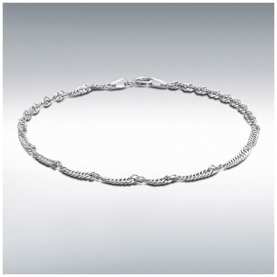James Moore & Co 8.23.0654 Sterling Silver Twist Curb Anklet Jewellery