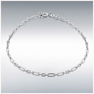 IBB Sterling Silver 2mm Diamond Cut Figaro Belcher Bracelet 8.25.0062
