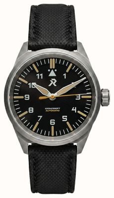 RZE Resolute Type A Automatic (39.5mm) Carbon Black Dial / Black TecTuff Leather Strap Watch RES-TYPEA-CB