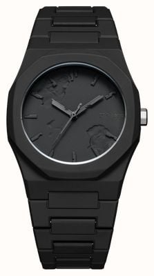 D1 Milano Polycarbon Crushed (40.5mm) Broken Black Dial / Black Polycarbonate Strap PCBJ39