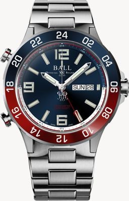 Ball Watch Company Roadmaster Marine GMT (42mm) Blue Dial / Titanium & Stainless Steel Bracelet DG3222A-S1CJ-BE