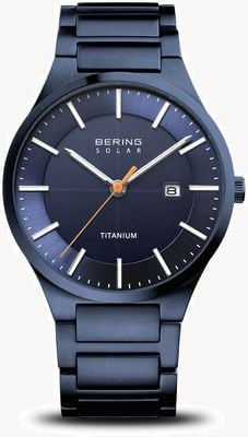 Bering Slim Solar (39mm) Blue Dial / Blue Titanium Bracelet 15239-797