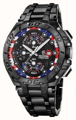 Festina Chrono Bike 2026 UK Limited Edition (46mm) Black Dial / Stainless Steel Bracelet + Rubber Strap Watch F20796/1