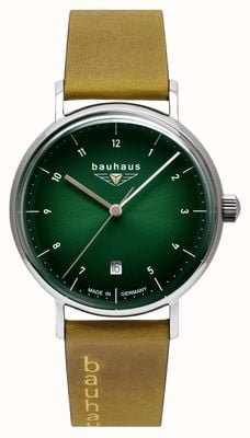 Bauhaus Classic Quartz (36mm) Dark Green Dial / Brown Leather Strap 21414