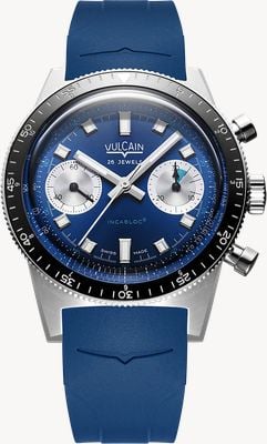 Vulcain Skindiver Chronograph Automatic Limited Edition (39.7mm) Blue Dial / Blue Rubber Strap Watch 590176B37.BAR258