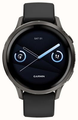 Garmin Venu 4 - AMOLED Health and Fitness Smartwatch (41mm) Slate With Black Silicone Band 010-03013-02