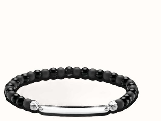 Thomas Sabo Engravable Bracelet With Obsidian Beads 21cm A2179-023-11-L21