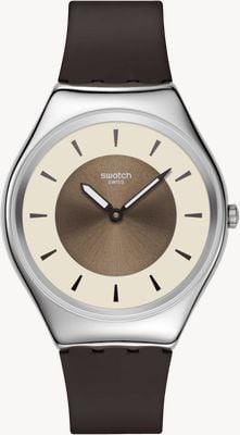 Swatch HAZEL DELIGHT (38mm) Brown and Ivory Dial / Brown Silicone Strap SYXS158