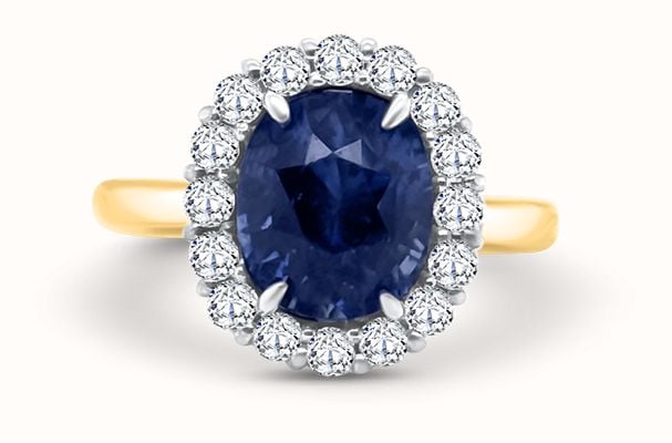 Pre-owned 18ct Yellow Gold 2.60ct Sapphire Diamond Ring J32246